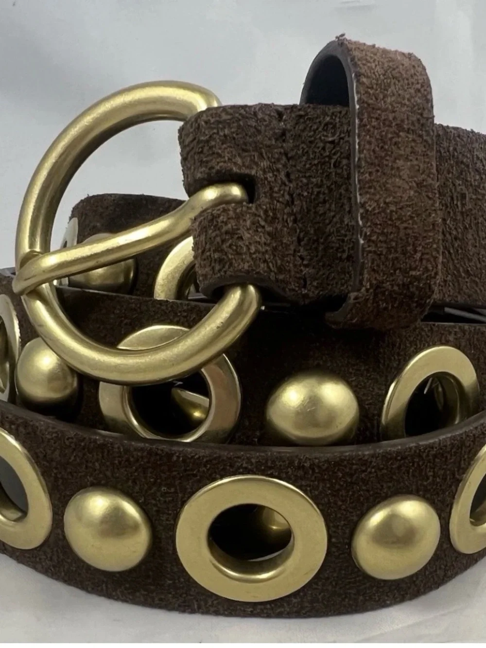 CAbi Brown Suede Belt with Gold Grommets